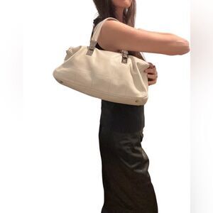 Chanel Top Handle white leather Bag